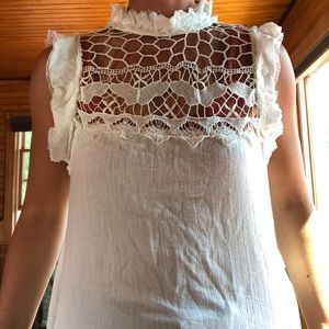 Free people lace front, open back top